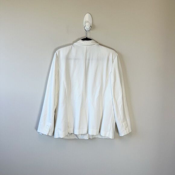 On 34th White Blazer Longline Stretch Knit One Button Unlined Size Large - Picture 4 of 13
